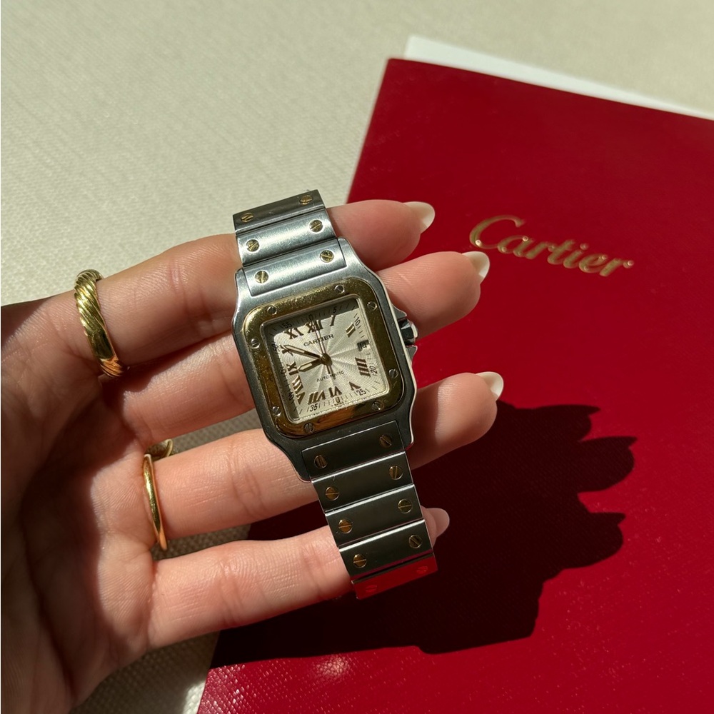 Cartier Santos Galbée Automatic Two-Tone 18K Gold & Stainless Steel Watch - Picture 5 of 12